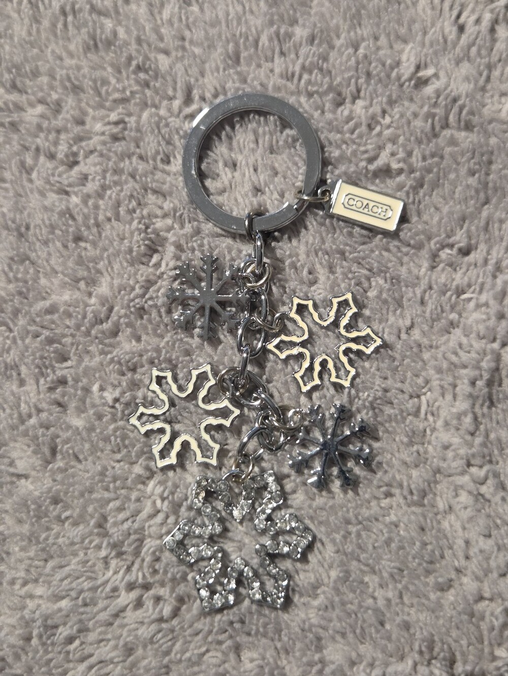 Coach Multi Snowflake Key Ring / Bag Charm, vintage, EUC